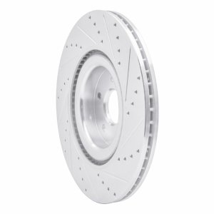 Ford Focus Brake Rotor (1) - Front Left - R1 Concepts - Drilled & Slotted - Silver - `16-`18